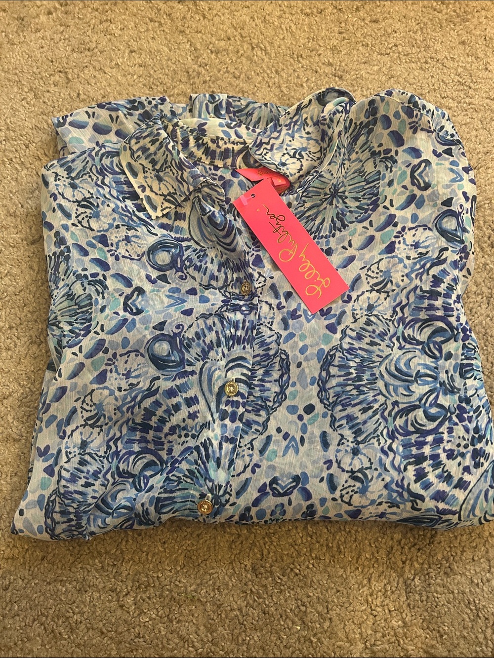NWT $148 Lilly Pulitzer Natalie Maxi Cover-Up in Call My Shell Phone, Size Small - Picture 7 of 11